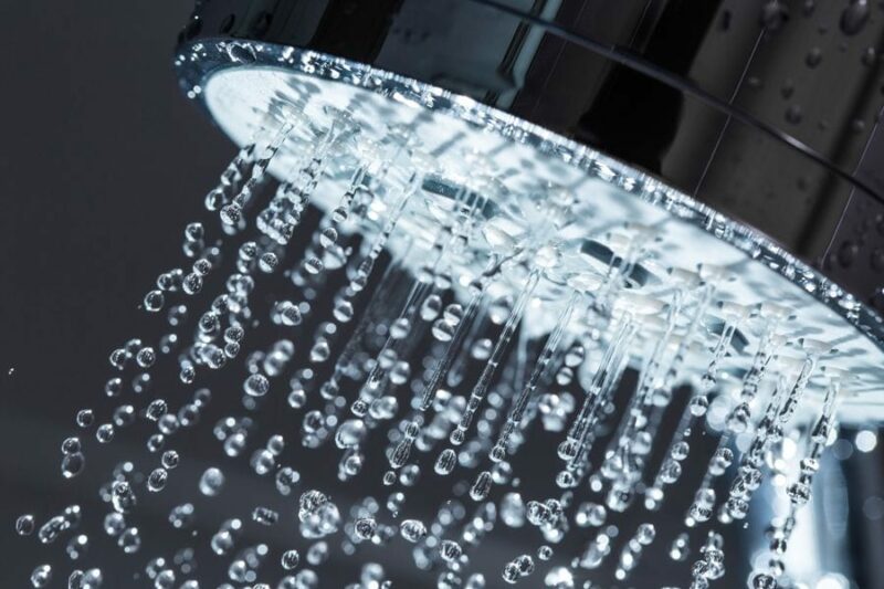 Image of water running from faucet or showerhead. Help! I Have No Hot Water.