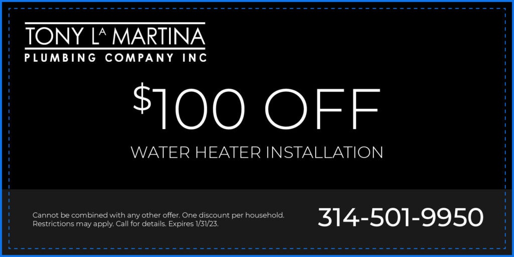 $100 Off Water Heater Installation. Cannot be combined with any other offer. One discount per household. Restrictions may apply. Call for details. Expires 1/31/23.