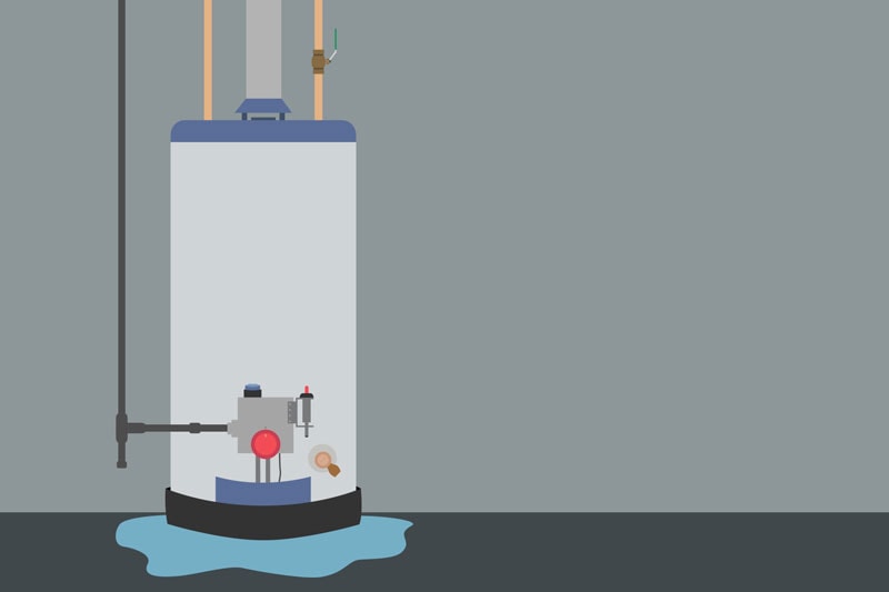 Animated still of a leaking water heater.